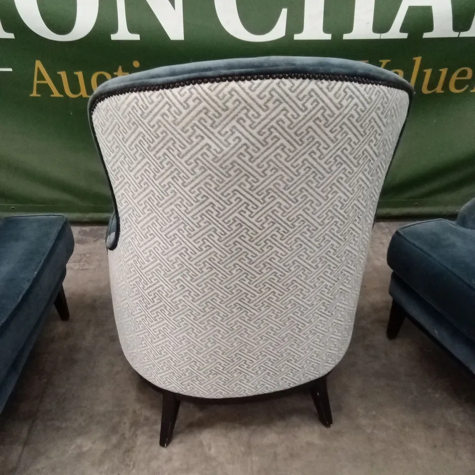SET OF 3 QUALITY DESIGNER WING BACK VELVET CHAIRS