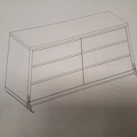 BOXED CHEST OF 6 DRAWERS - BEIGE WOOD