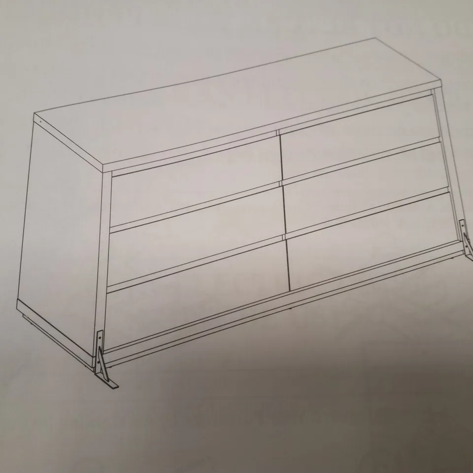 BOXED CHEST OF 6 DRAWERS - BEIGE WOOD