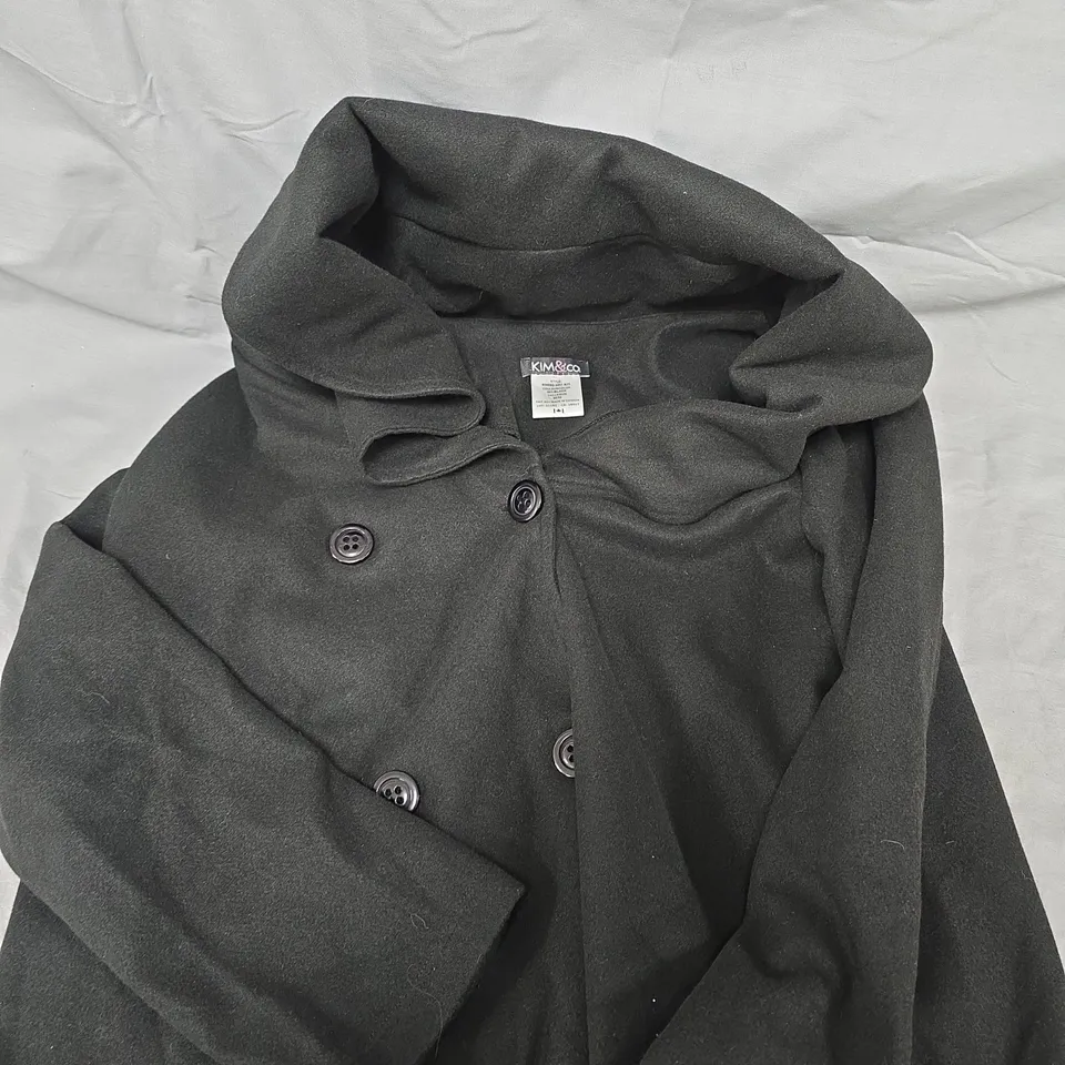 KIM & CO CASHMERE LOOK BIG COLLAR DOUBLE BREASTED COAT - M