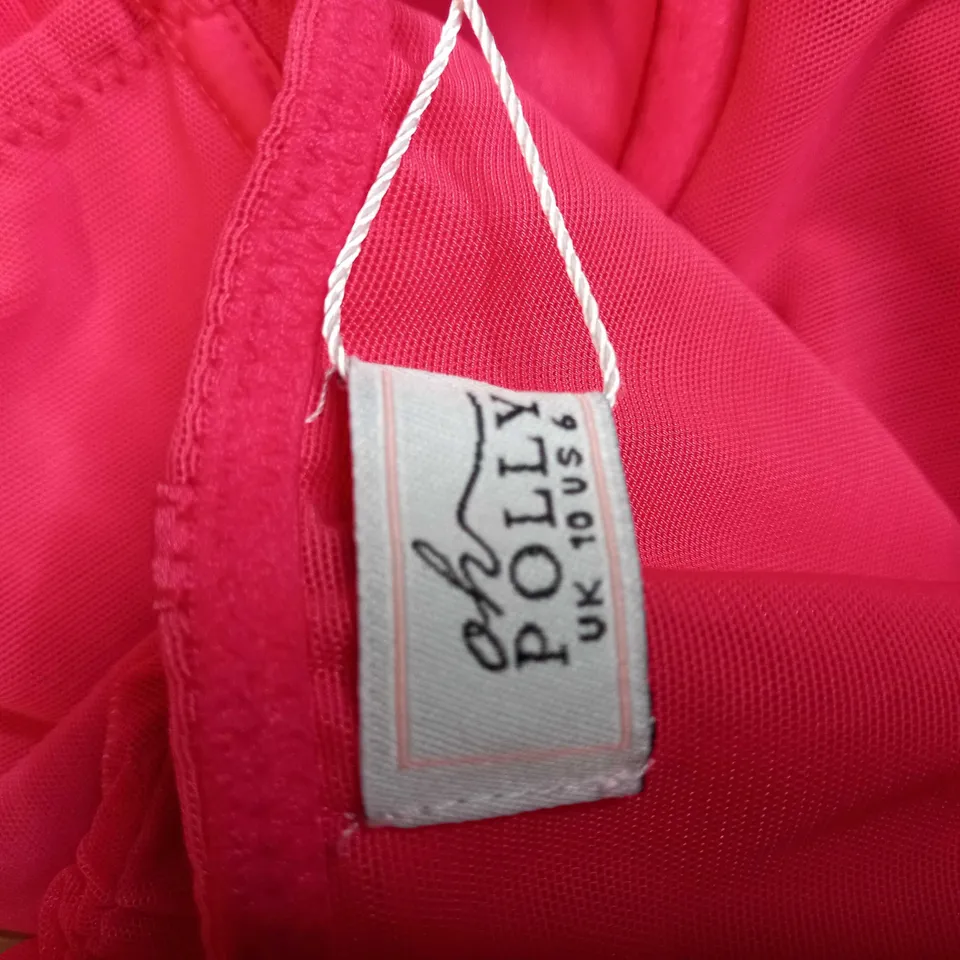 OH POLLY VIBRANT PINK RUCHED STATEMENT MINI DRESS - SIZE 10