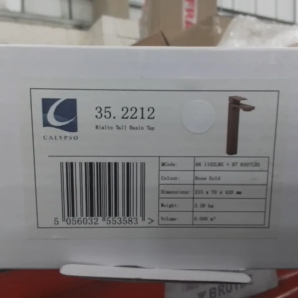 BOXED AS NEW CALYPSO RIALTO TALL BASIN TOP IN ROSE GOLD 