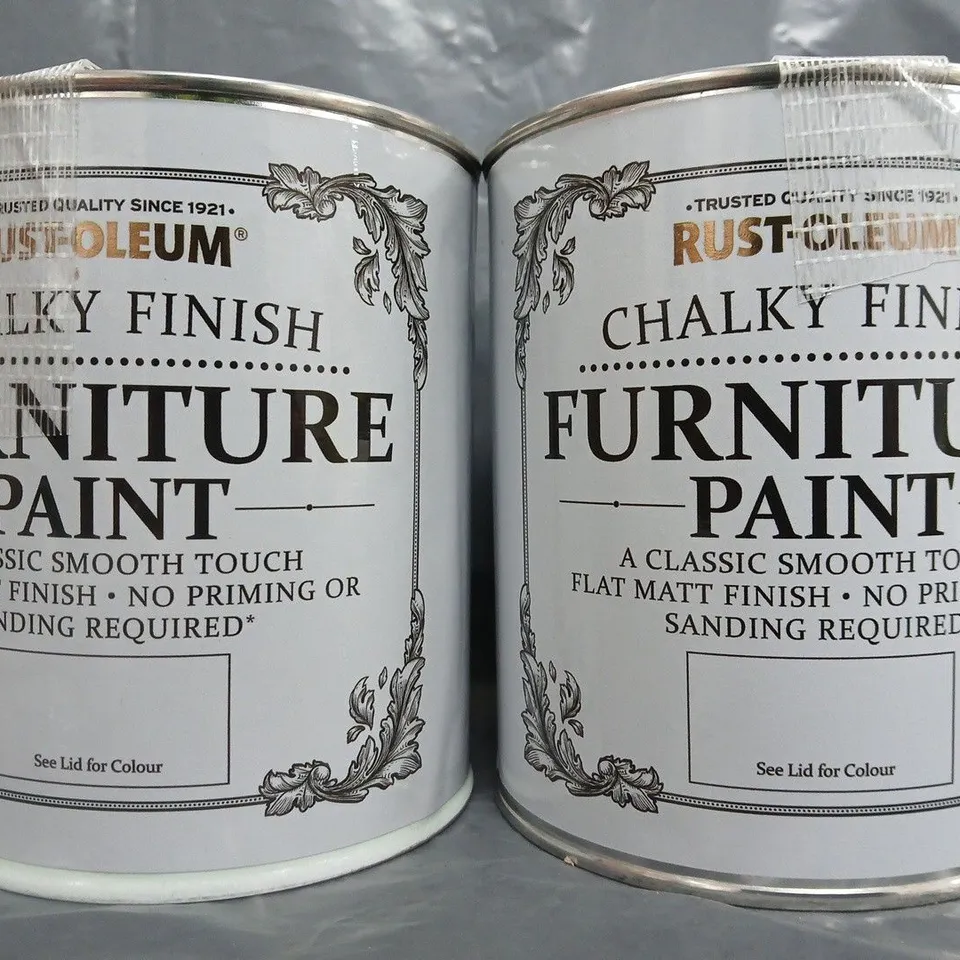 RUST-OLEUM SET OF 2 CHALKY FINISH FURNITURE PAINT - LILAC WINE & LAUREL GREEN (750ML CANS) - COLLECTION ONLY