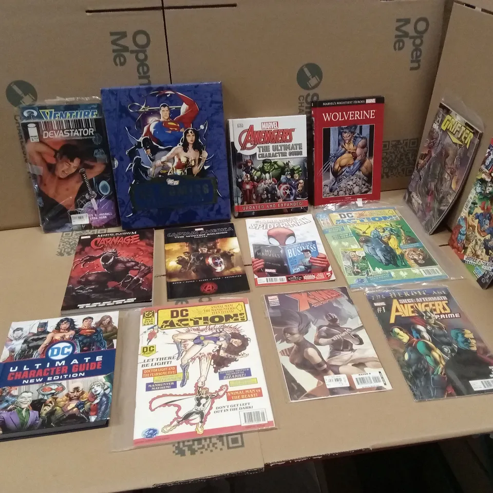 BOX TO CONTAIN A LARGE ASSORTMENT OF COMIC BOOKS AND SIMILAR RELATED READING MATERIAL