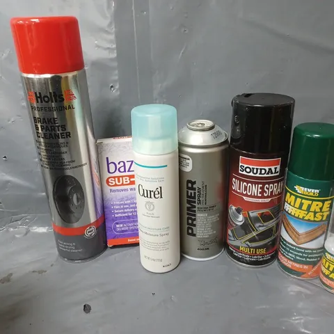 APPROXIMATELY 12 ASSORTED AEROSOLS TO INCLUDE CUREL DEEP MOISTURE SPRAY, HOLTS BRAKE & PARTS CLEANER, BAZULA SUB-ZERO, ETC - COLLECTION ONLY