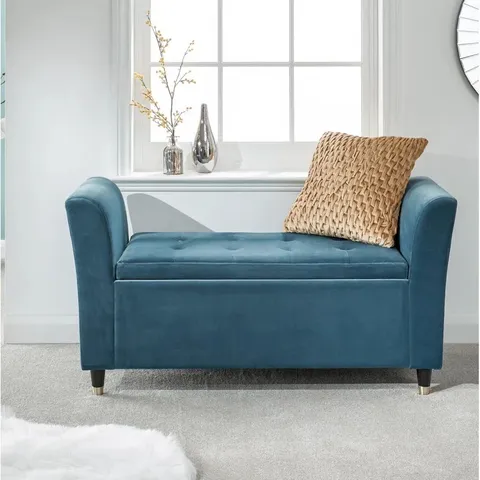 BOXED ABBINGT UPHOLSTERED STORAGE BENCH - TEAL (1 BOX)