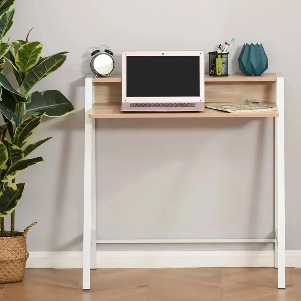 BOXED THIRTYNINE MILE MOUNTAIN DESK - WHITE/OAK (1 BOX)