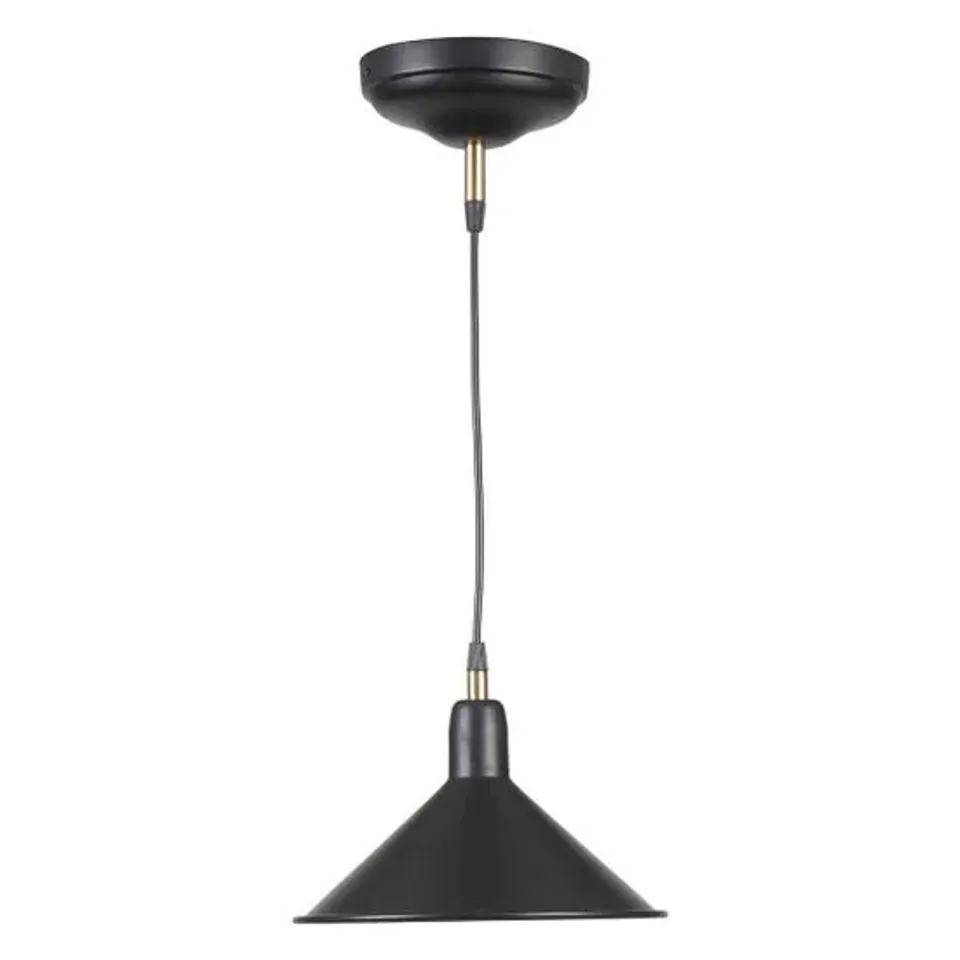BOXED PACIFIC CANTON MATT BLACK AND BRASS METAL CONE PENDANT