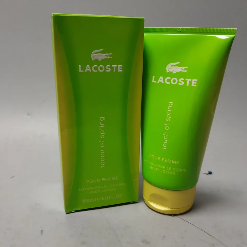 4 BOXED LACOSTE TOUCH OF SPRING POUR FEMME BODY LOTION (150ml)