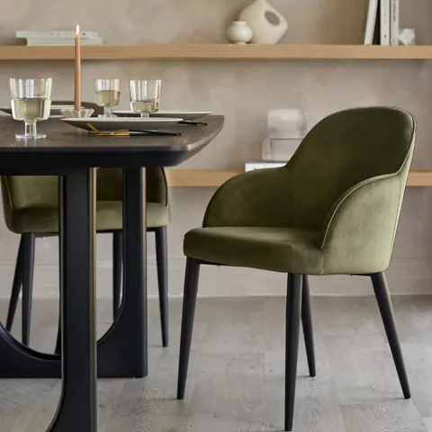 BOXED DANETTI LANI OLIVE GREEN VELVET DINING CHAIR