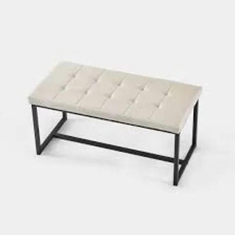 BOXED WYN VELVET DINING BENCH END-OF-BED BENCH - CREAM
