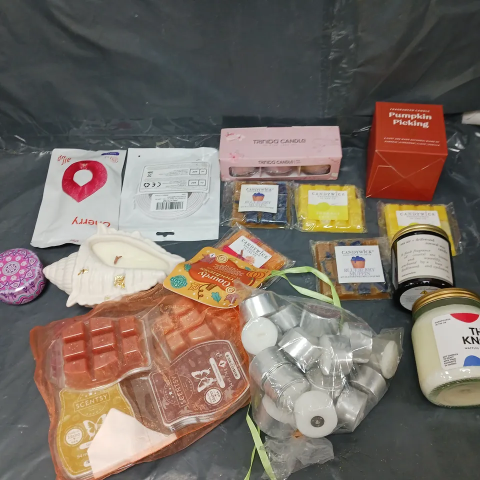 BOX OF APPROXIMATELY 8 ASSORTED ITEMS TO INCLUDE - AIR UP CHERRY, WAX MELTS, AND CANDLES ETC.