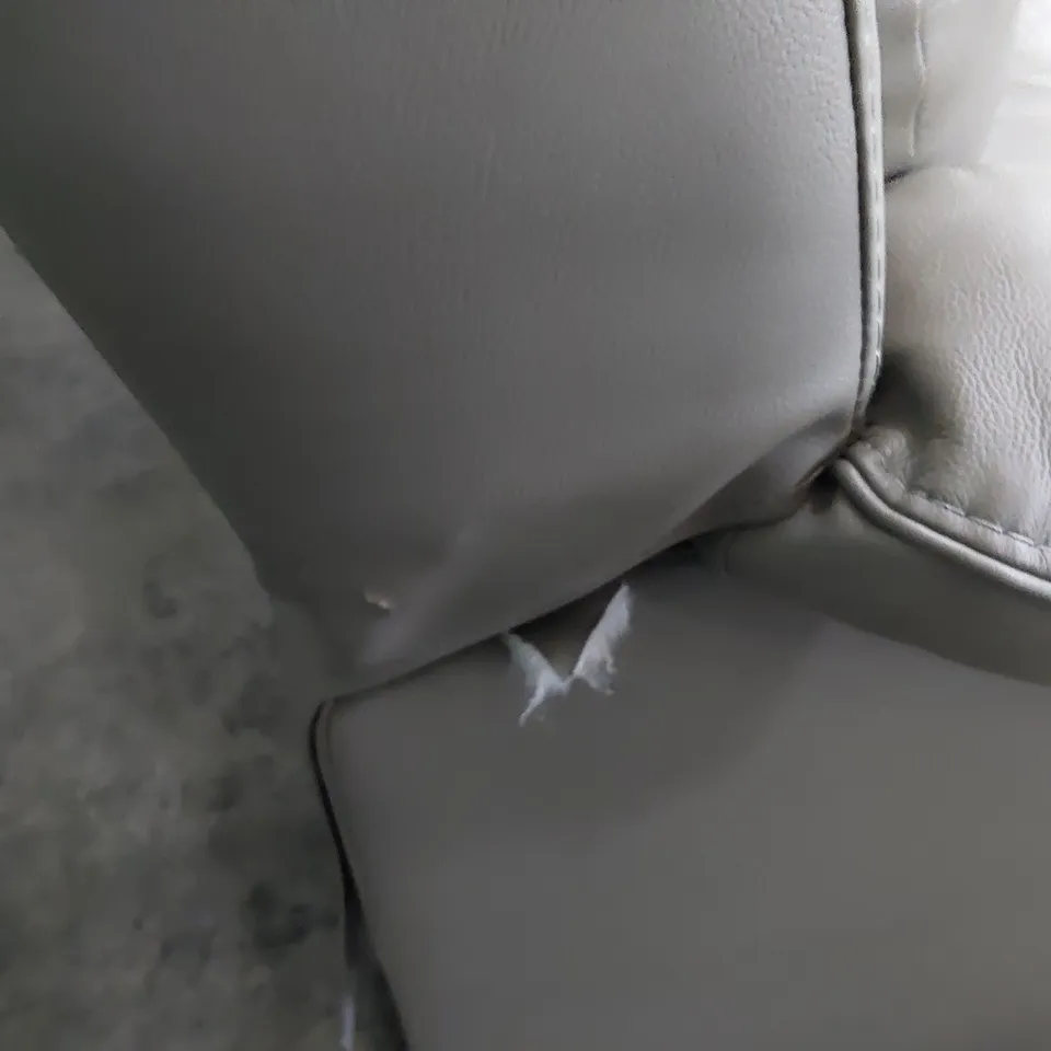 DESIGNER THREE SEATER LIGHT GREY LEATHER SOFA