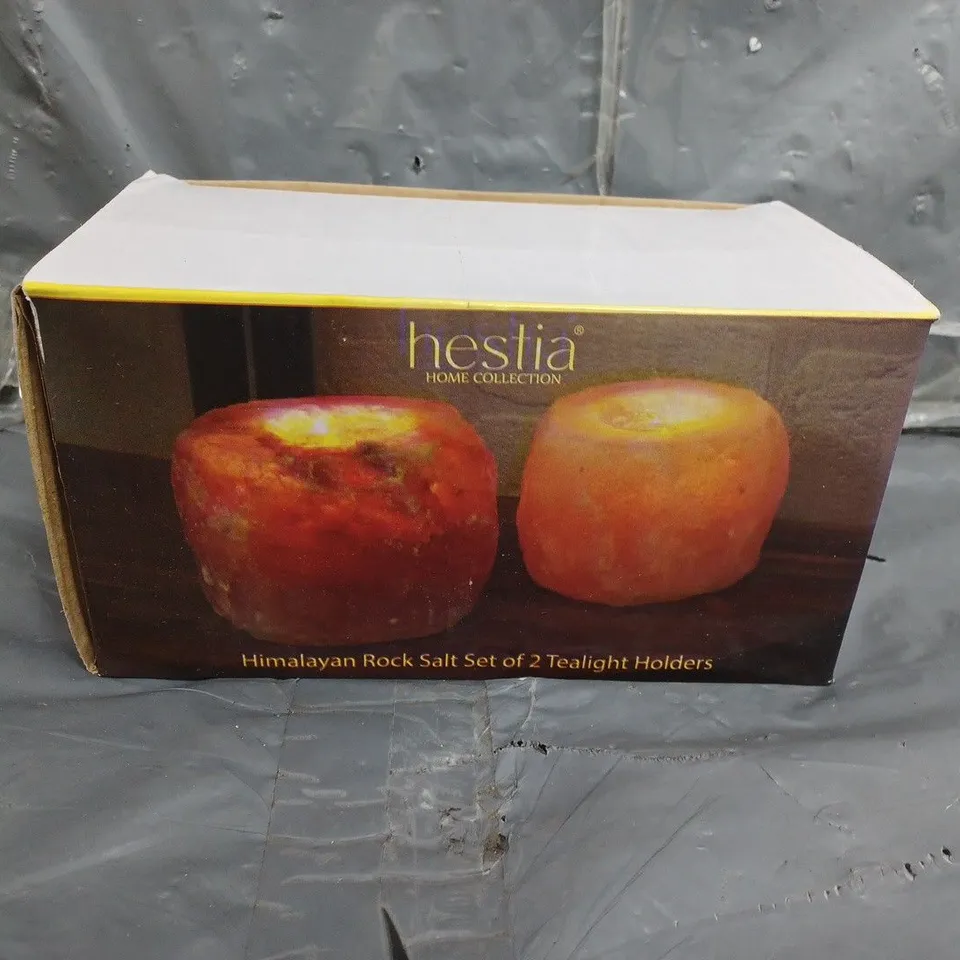 BOXED HIMALAYAN ROCK SALT SET OF 2 TEALIGHT HOLDERS RRP £20