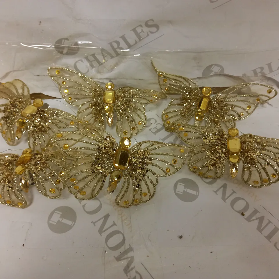 ALISON CORK SET OF GOLD GLITTER AND CRYSTAL BUTTERFLIES