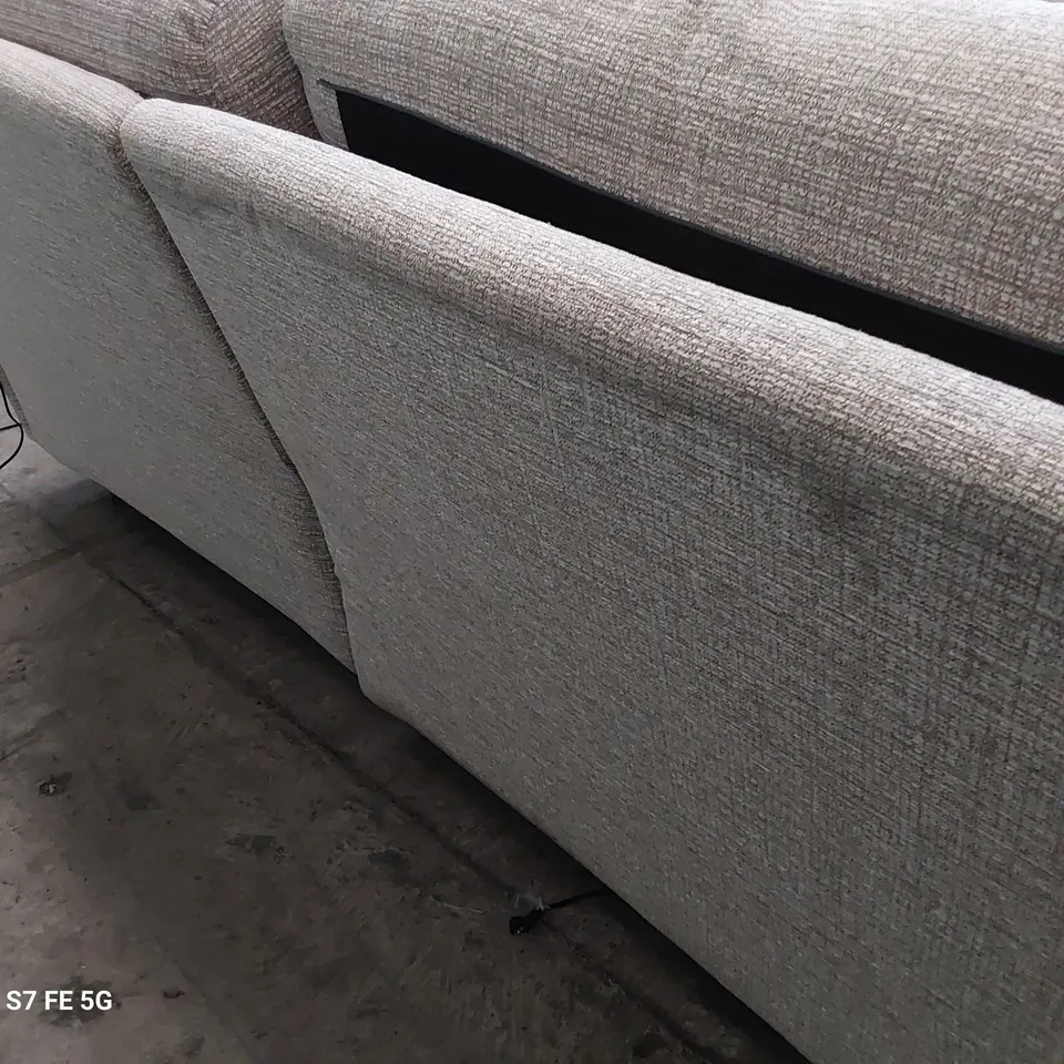 QUALITY BRITISH DESIGNER G PLAN STRATFORD POWER RECLINING THREE SEATER SOFA LOOM SHALE FABRIC 