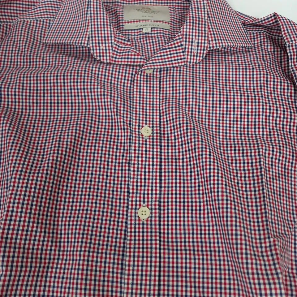 HAWES & CURTIS ST JAMES SLIM FIT CHEQUERED SHIRT IN WHITE/BLUE/RED - 15/33