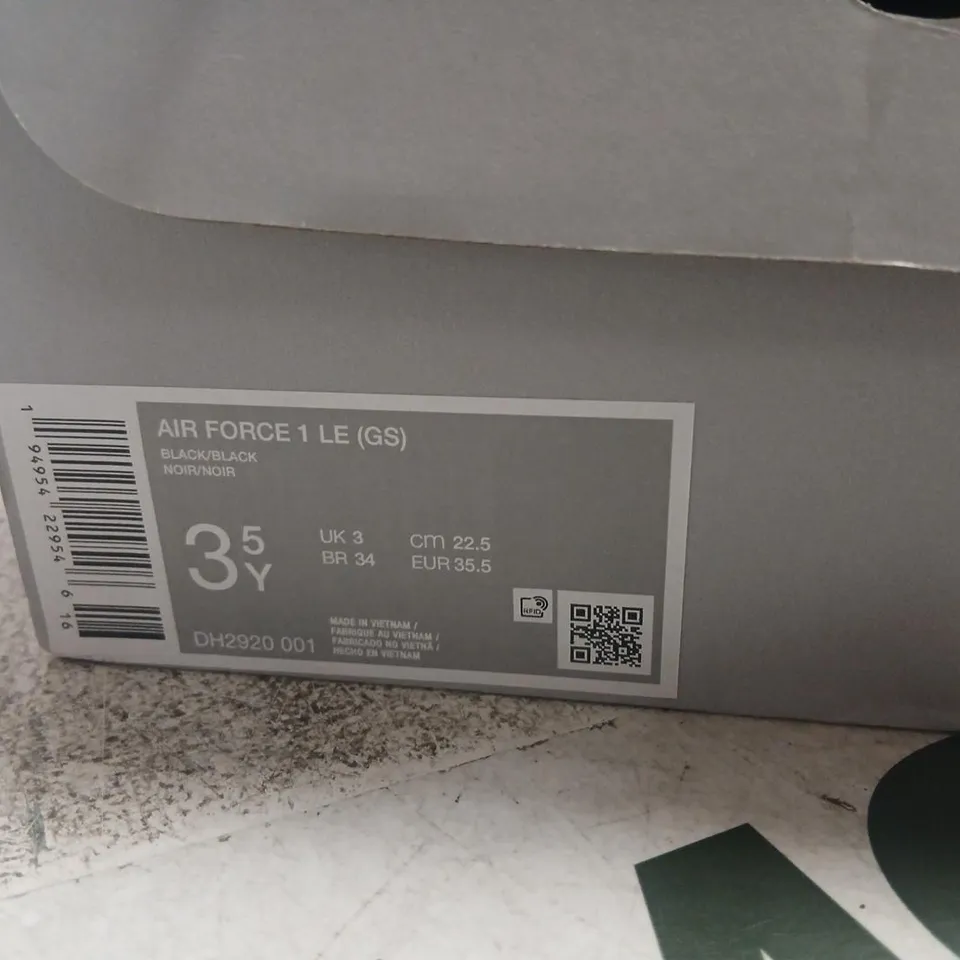 NIKE AIR FORCE 1 LE (GS) BLACK KIDS' SHOES – UK 3