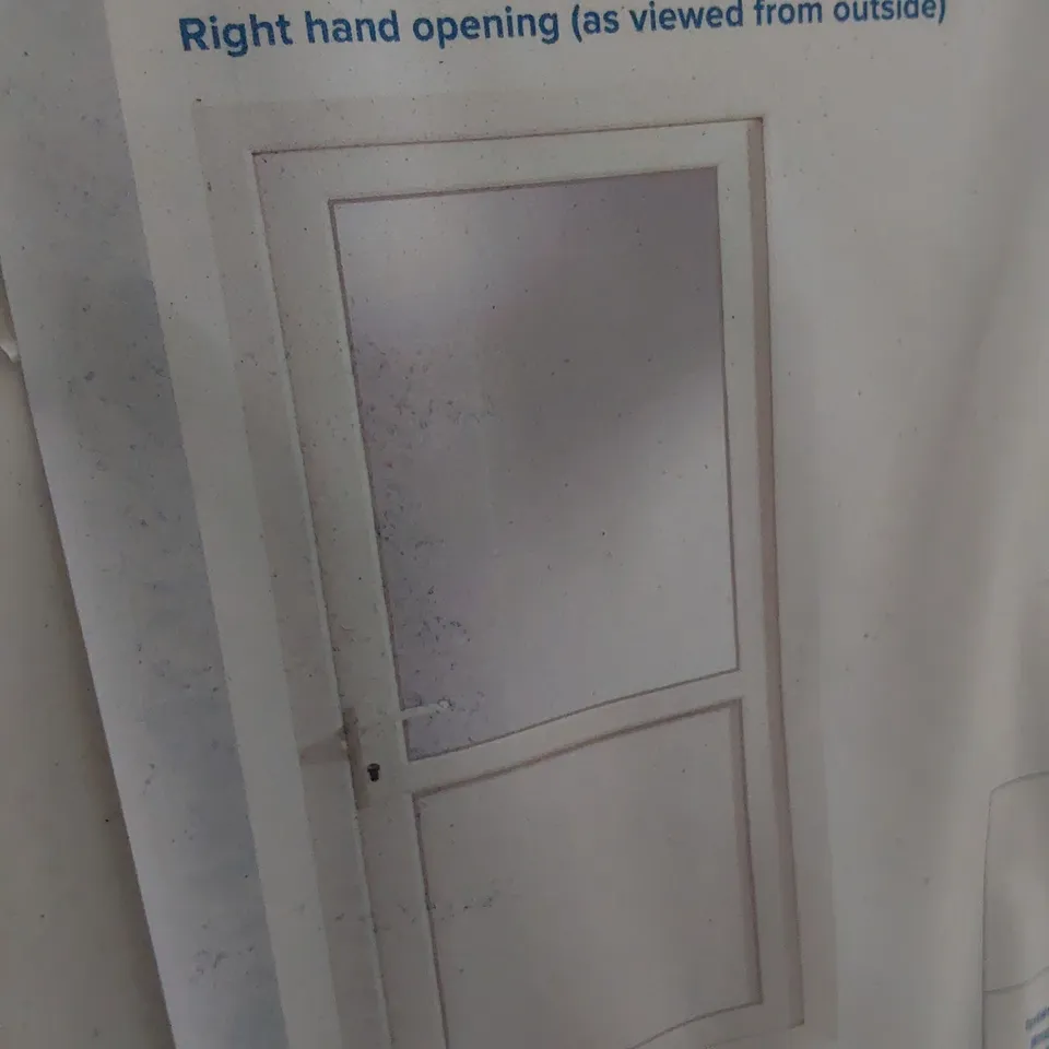 PVCU WHITE HALF GLAZED BACK DOOR & FRAME RIGHT HAND OPENING 2055 × 840mm