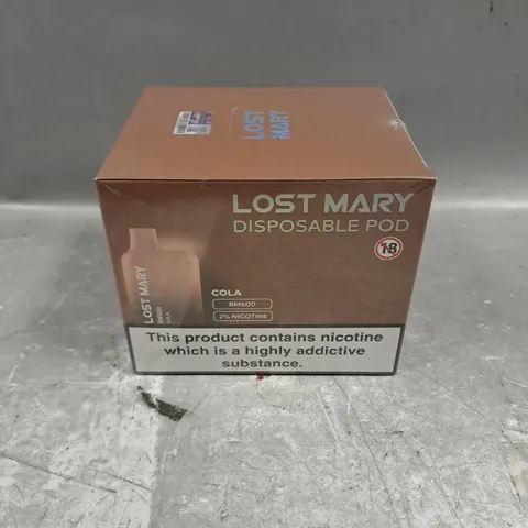 BOXED SEALED PACK OF 10 LOST MARY DISPOSABLE VAPES - COLA - COLLECTION ONLY 