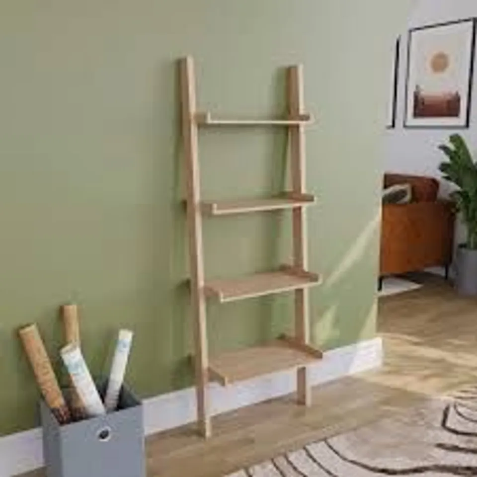 BOXED YORK 4 TIER LADDER BOOKCASE - PINE (1 BOX)