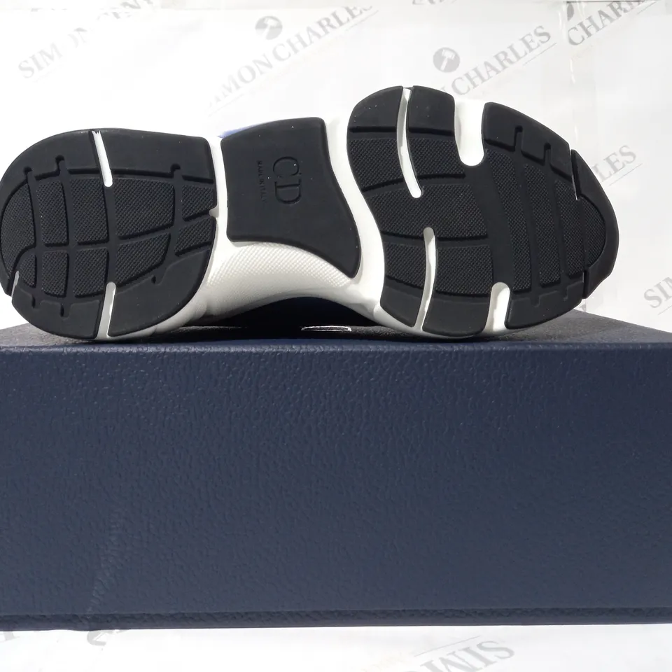 BOXED PAIR OF DIOR TRAINERS IN GREY/BLUE/WHITE EU SIZE 43