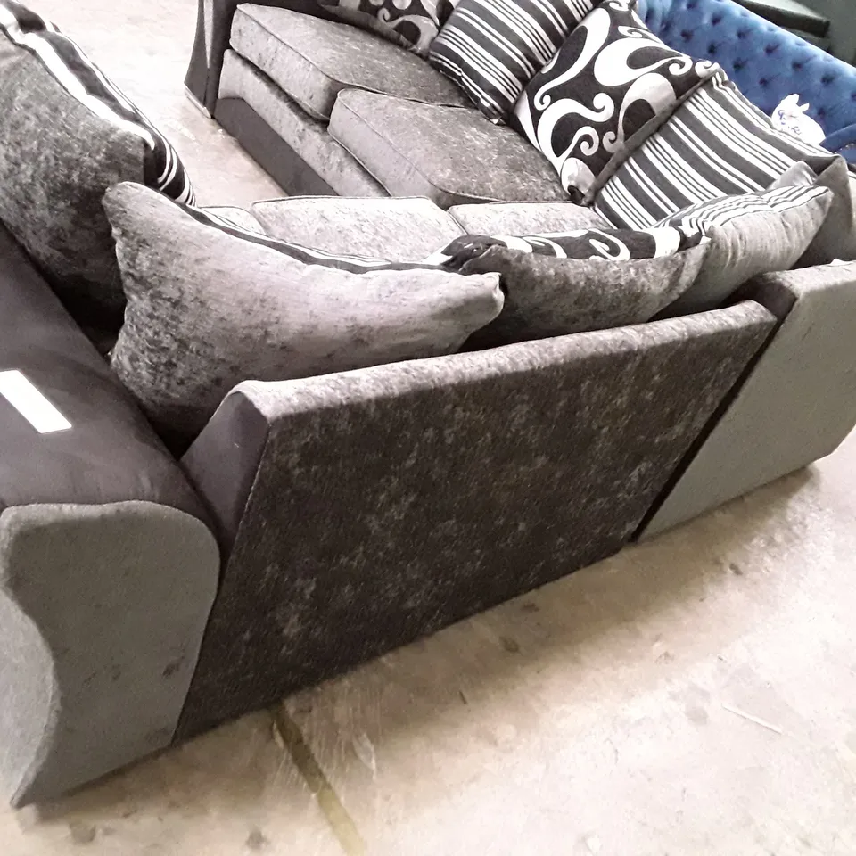 QUALITY DESIGNER CORNER SOFA - GREY/BLACK FABRIC