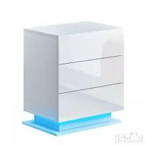 BOXED MARIO LED LIGHT BEDSIDE TABLE [3 DRAWERS] - WHITE
