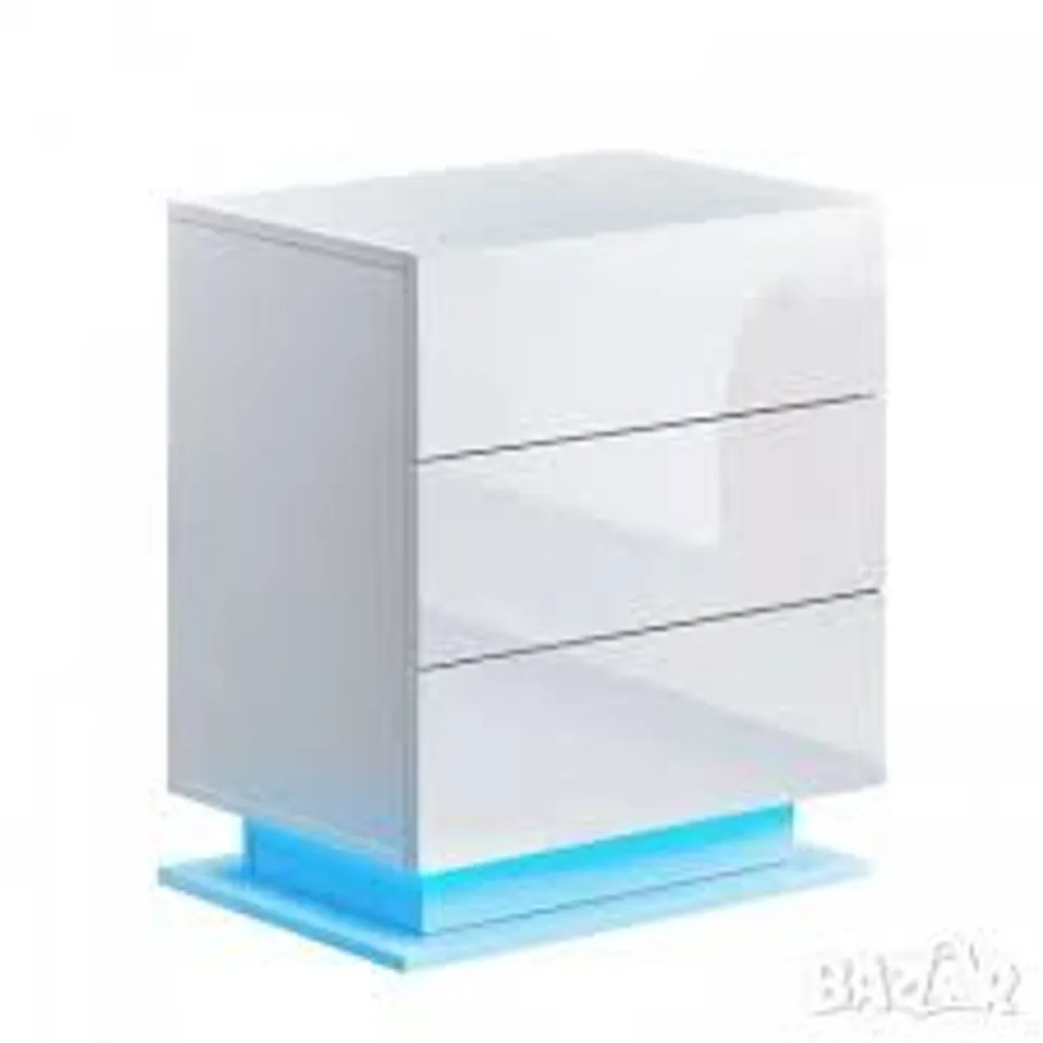 BOXED MARIO LED LIGHT BEDSIDE TABLE [3 DRAWERS] - WHITE
