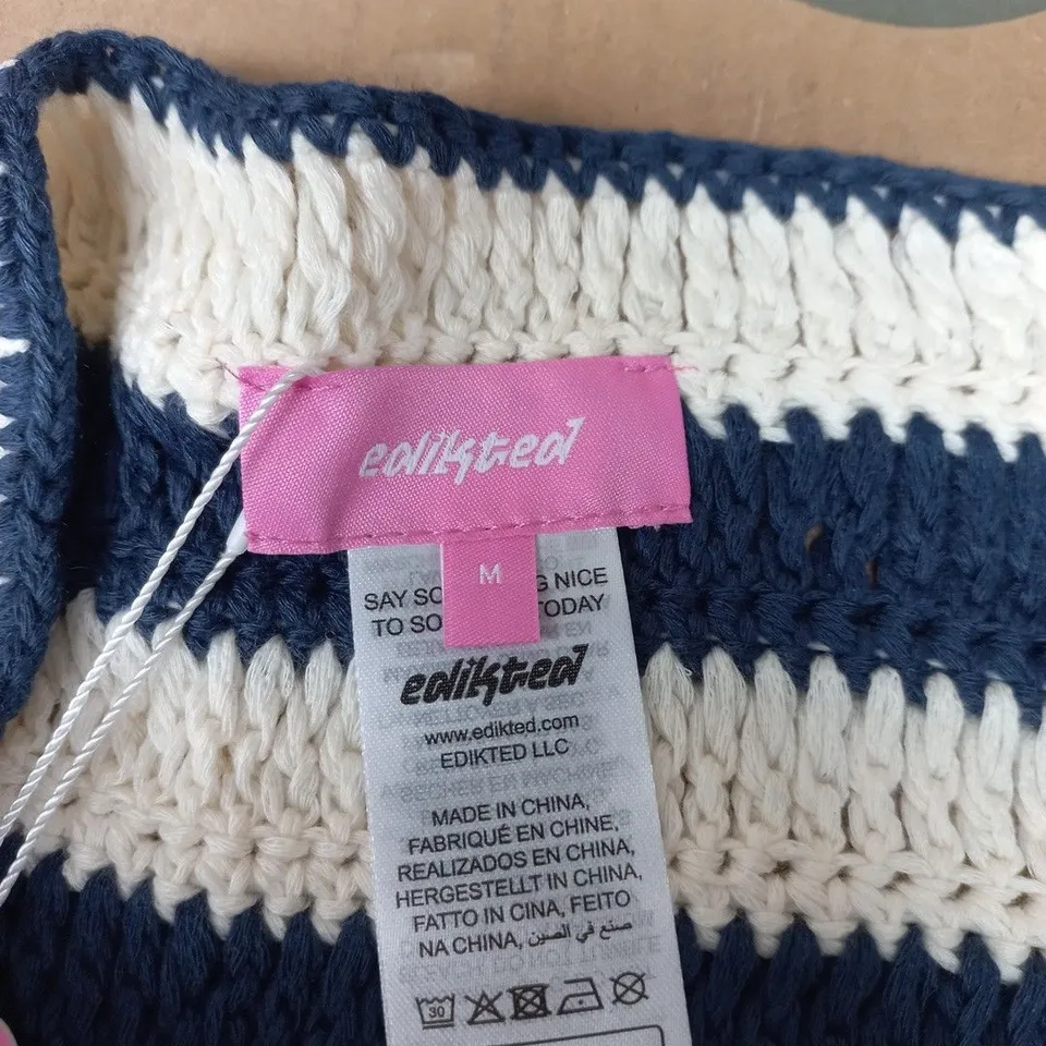EDIKTED NAVY & WHITE STRIPED KNITWEAR – SIZE M