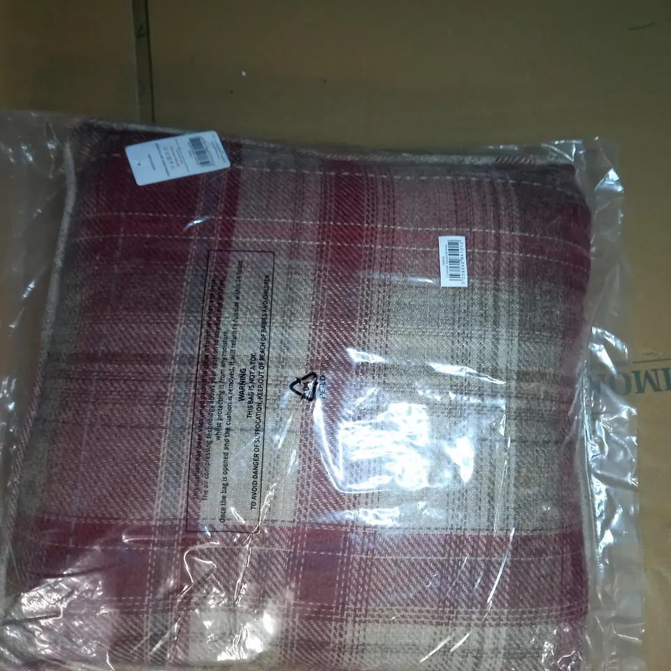 SLEEPDOWN CHECK CUSHION IN WINE COLOUR - 45X45CM