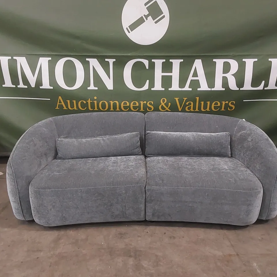 DANETTI ZOEY BLUE GREY FABRIC 3 SEATER SOFA