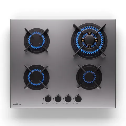 BOXED KLARSTEIN GOLDFLAME 60CM GAS HOB 4 BURNERS SILVER