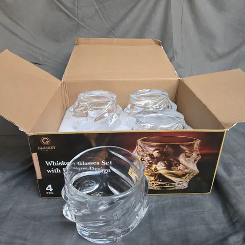 BOXED GLASKEY 4PCE WHISKEY GLASS SET - COLLECTION ONLY