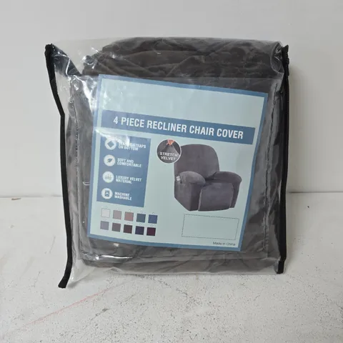 BAGGED 4 PIECE RECLINER CHAIR COVER IN BROWN