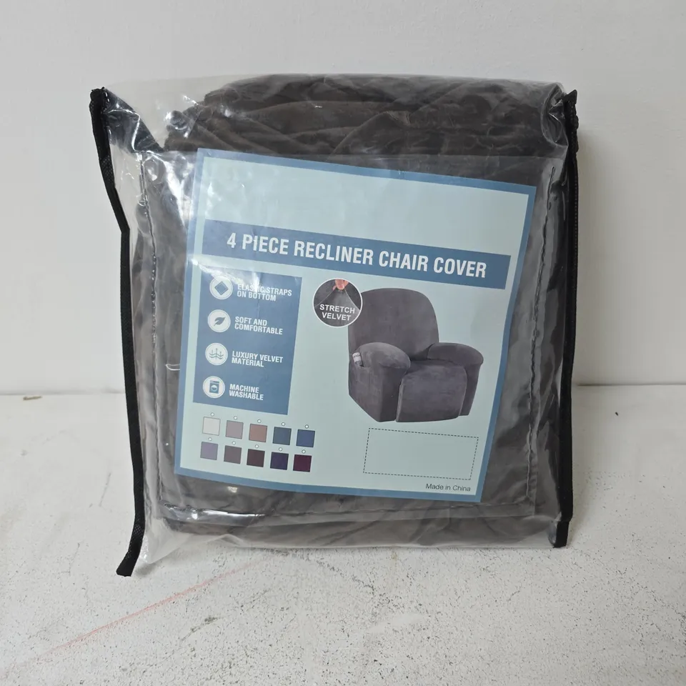 BAGGED 4 PIECE RECLINER CHAIR COVER IN BROWN