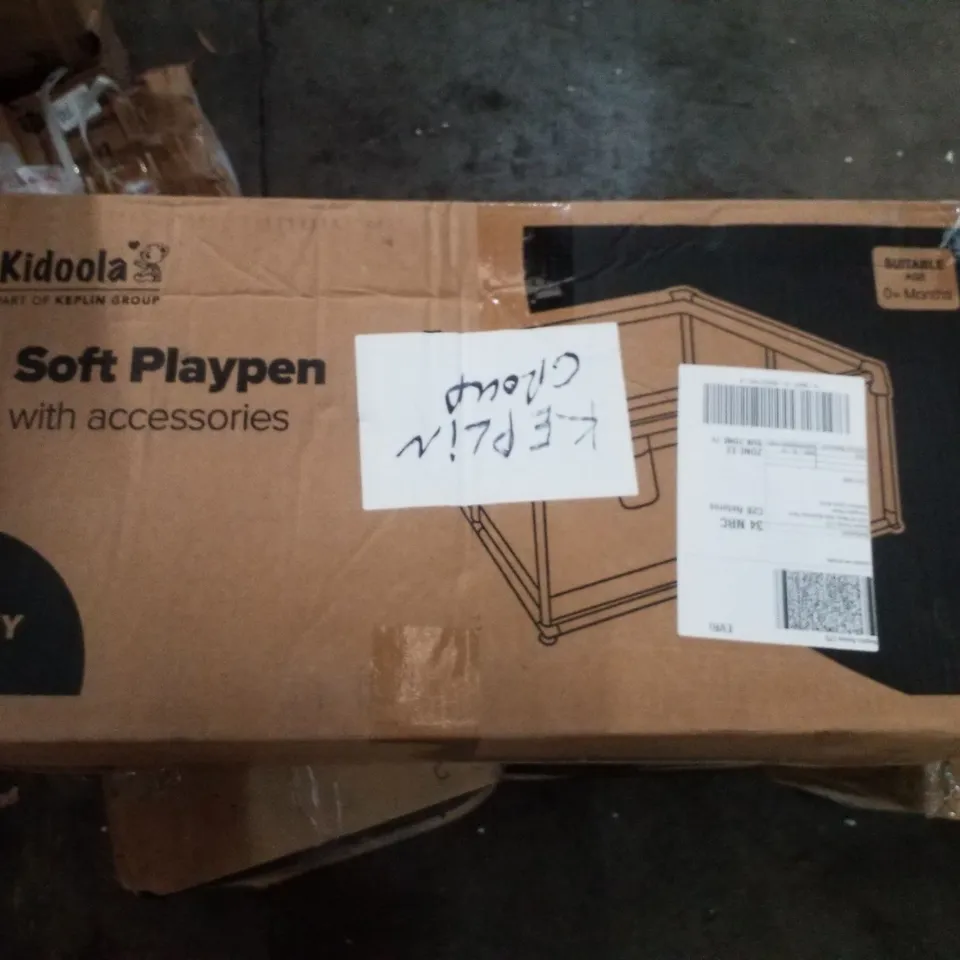 BOXED KIDOOLA SOFT PLAYPEN WITH ACCESSORIES - GREY