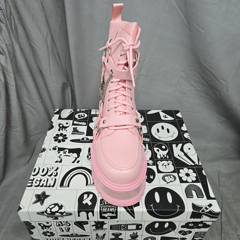 BOXED KOI YAMI PASTEL PINK PLATFORM BOOTS - UK6
