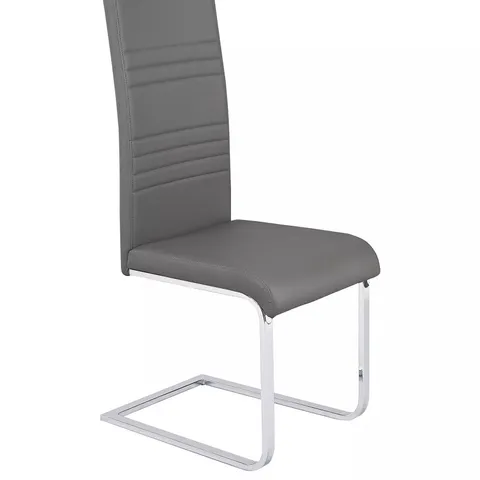 BOXED PAIR OF JET FAUX LEATHER CANTILEVER CHAIRS - MID GREY