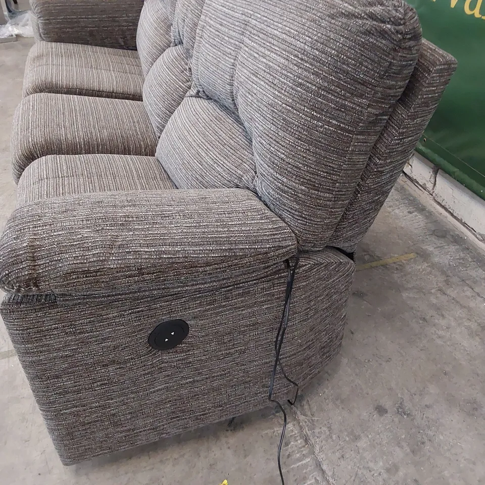 QUALITY BRITISH DESIGNER G PLAN SEATTLE POWER RECLINING THREE SEATER SOFA GIRONA SMOKE FABRIC 