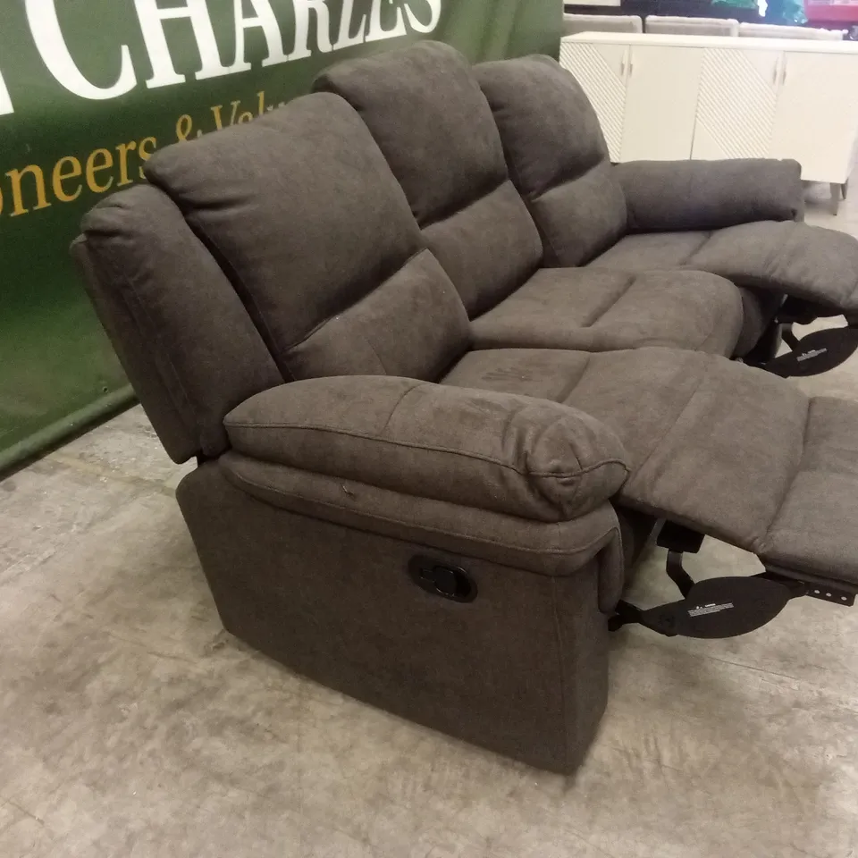 ALBION CHENILLE 3 SEATER HIGH BACK MANUAL RECLINER SOFA - CHARCOAL RRP £679