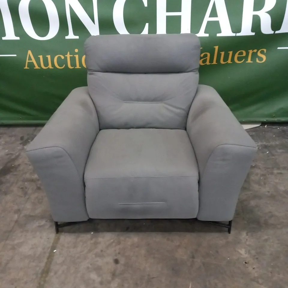 DESIGNER DIGIO GREY ITALIAN LEATHER ELECTRIC RECLINING ARM CHAIR