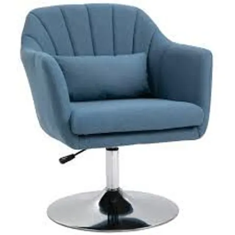 BOXED HOMCOM STYLISH RETRO LINEN SWIVEL TUB CHAIR STEEL FRAME CUSHION SEAT BLUE