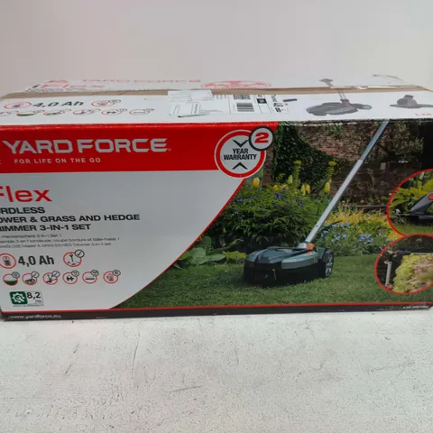 YARD FORCE IFLEX CORDLESS MOWER & GRASS & HEDGE TRIMMER