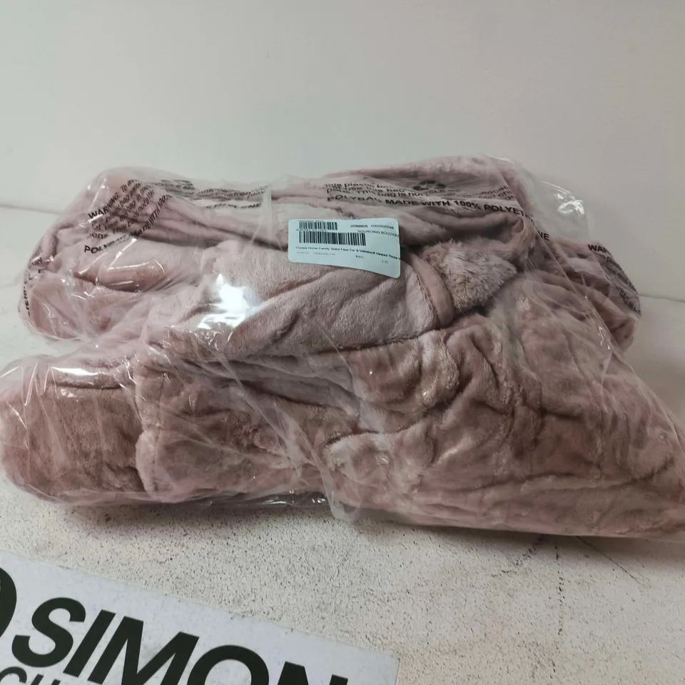 COZEE HOME FAMILY SIZED FAUX FUR & VELVETSOFT HEATED THROW UNBOXED