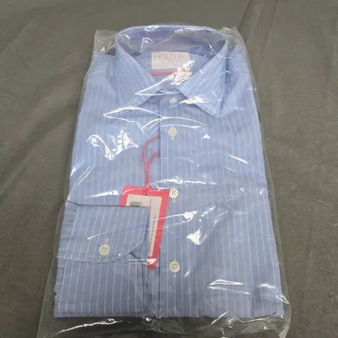 SEALED PINK TAILORED FIT FORMAL POPLIN NEEDLE STRIPE SHIRT IN BLUE - SIZE 15.0R