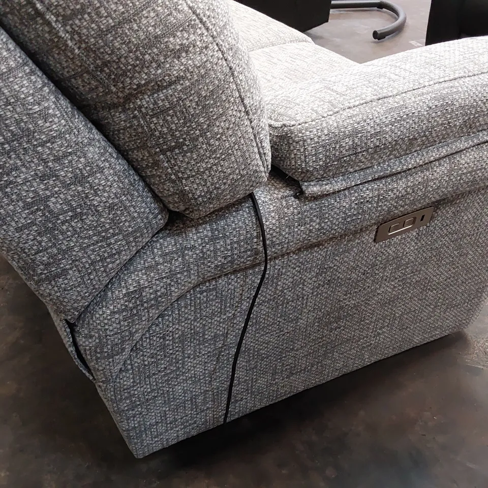 QUALITY BRITISH DESIGNER G PLAN SEATTLE POWER RECLINING 2.5 SEATER SOFA REMCO LIGHT GREY FABRIC 
