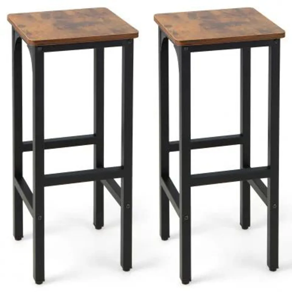 BOXED COSTWAY BROWN BAR STOOLS SET OF 2