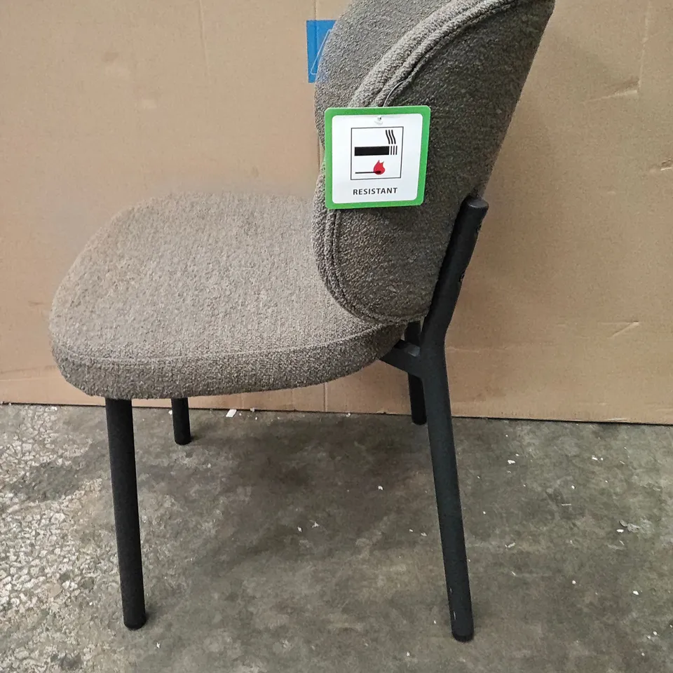 NATURAL TEXTURED DINING CHAIRS ON BLACK LEGS
