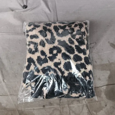 BAGGED NOBODY'S CHILD LEOPARD JAQUARD TIE FRONT CARDIGAN SIZE UK S